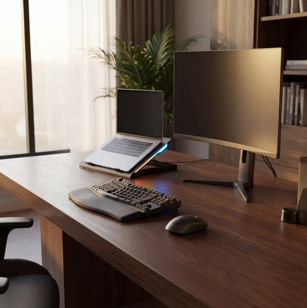 Laptop Cooling Stand mit RGB & Lüfter – Höhenverstellbar Laptop Ständer für Gaming & Büro – AeroBase Quality-Office-Products