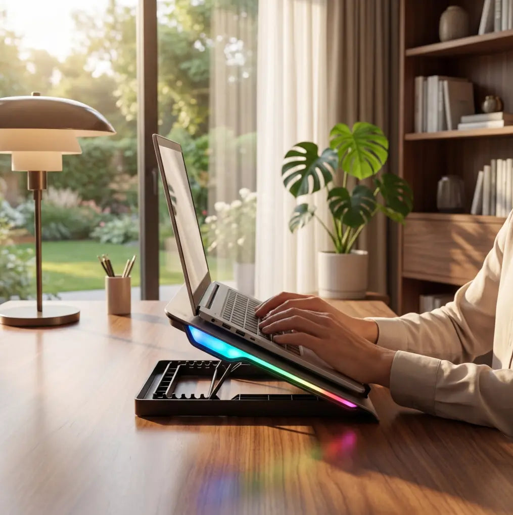 Laptop Cooling Stand mit RGB & Lüfter – Höhenverstellbar Laptop Ständer für Gaming & Büro – AeroBase Quality-Office-Products
