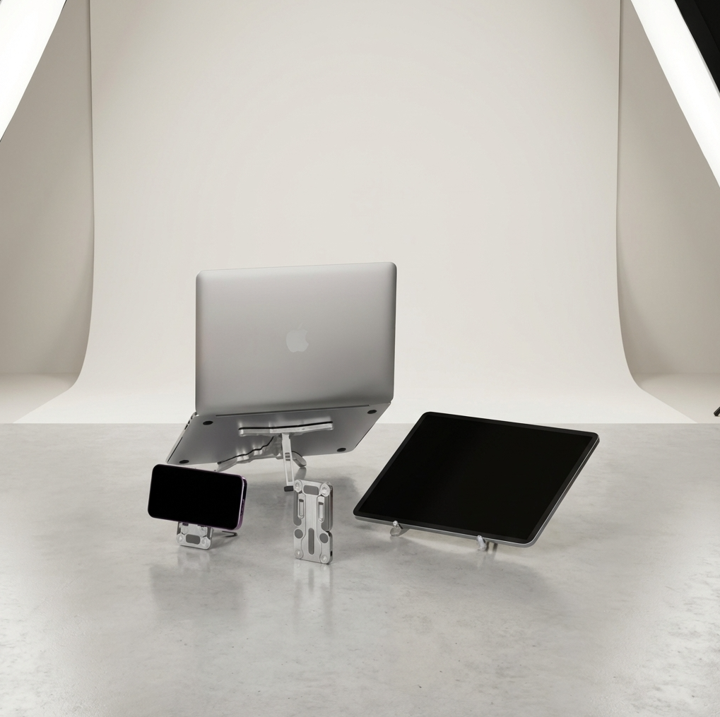 3‑in‑1 Universalhalter – Laptop, Tablet & Smartphone Ständer – Höhenverstellbar & Aluminium – FlexStand Pro Quality-Office-Products